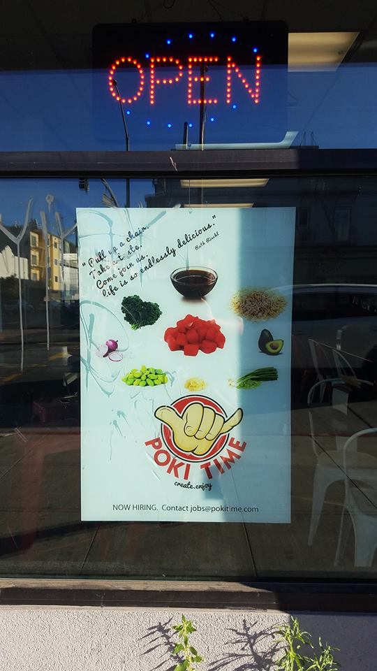 pokitime1's tweet photo. As fancy as this poster is that we have outside, our food looks even better when it's in a bowl staring you in the face. #pokitime #pokitimesf #pokebowl #poki #poke #bayareaeats #bayareafood #sfeats #sffood #sffoodie #seafood #seafoodlover #hawaiiancuisine #hawaiianfood #hawaiian https://t.co/j5tGEwo55B