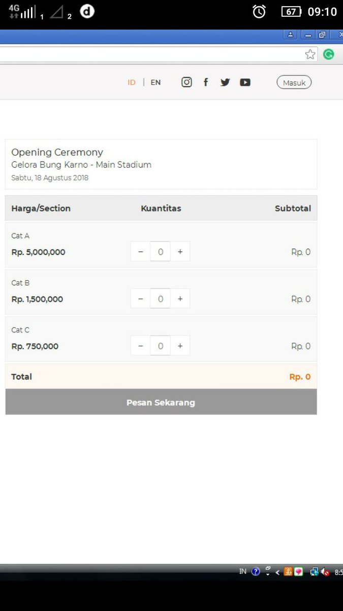 Salam semangat Asian games, Pak <a href="/jokowi/">Joko Widodo</a> ...!!
Apakah benar tiket opening ceremony semahal ini Pak?
Tolong dibantu Pak, kami rakyat jelata juga ingin merasakan kebanggaan merayakan hajatan besar yang belum tentu akan ada lagi di Indonesia ini Pak...