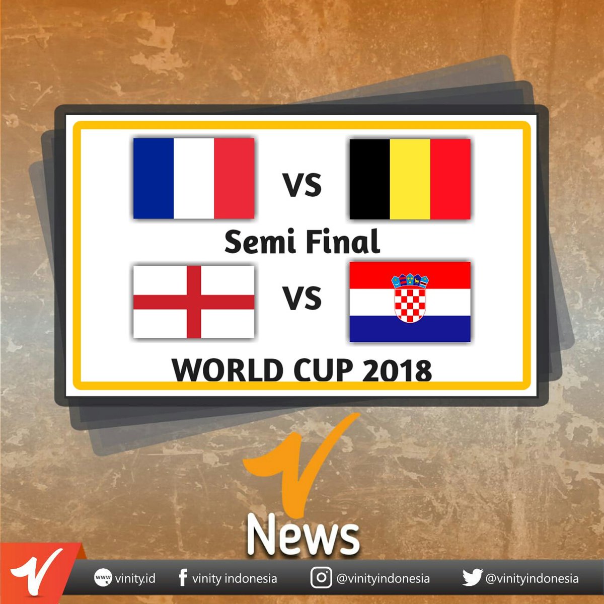 vinityindonesia's tweet photo. Selamat pagi teman Vinity.. 
Siapa jagoanmu??  Jagoan mimin ga masuk piala dunia kali ini dan Jepang pun sudah pulang kandang.. 
#vinity #vinityid #vinityindonesia #vnews #WorldCup2018 #Semifinal #intermezzo #siapajagoanmu #pialadunia2018 https://t.co/EvYhAbk3CC