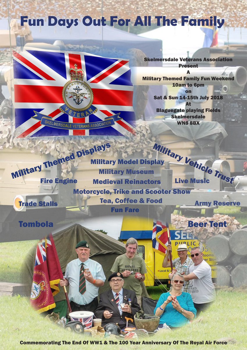 Looking  forward to seeing you all at our military themed family fun weekend on  14th &amp; 15th July if you are coming please give our post a like and  share.
 #Skelmersdale #Ormskirk #Wigan #Southport #Rainford #Parbold #Kirkby #Lathom #WestLancs #skemnews