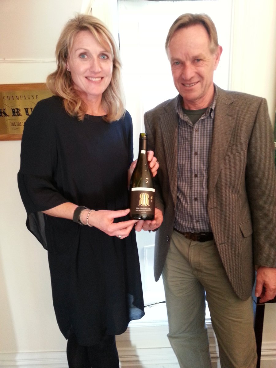 With Pip &amp; Allan of <a href="/PalliserWines/">Palliser Wines</a> with special Gt Riddler Chard'16 honouring Richard Riddiford <a href="/Boulcott/">BoulcottStreetBistro</a> lunch