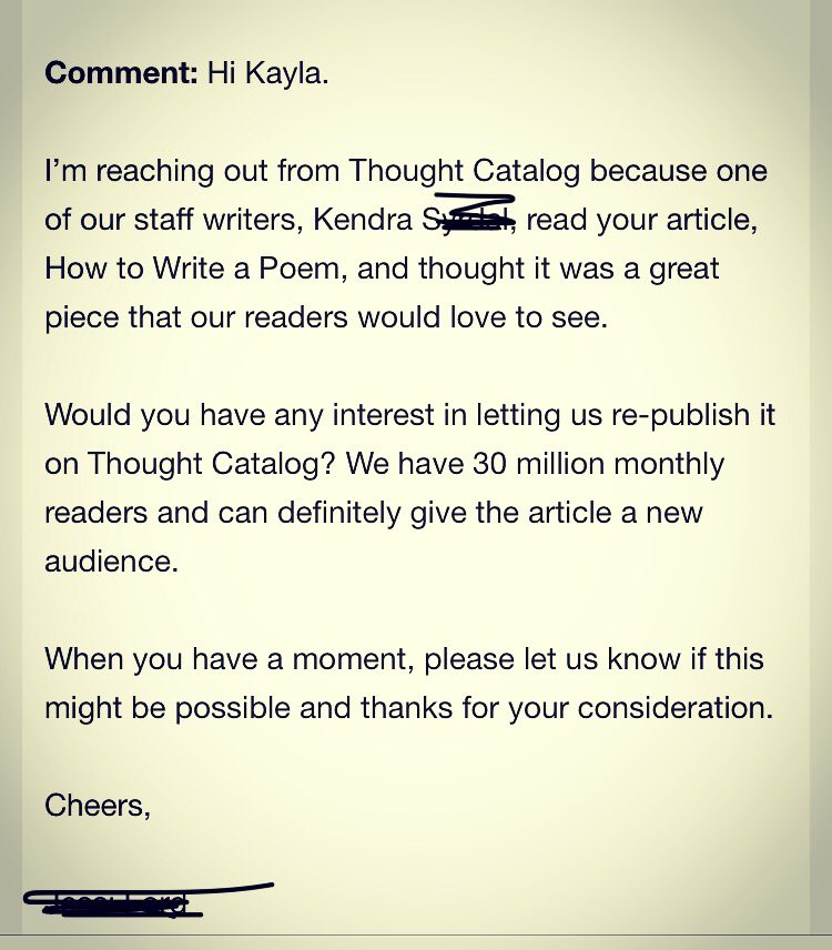 AuthorKaylaann's tweet photo. Not the email I was waiting for, but appreciated all the same!
#thoughtcatalog @ThoughtCatalog #growing #howtowriteapoem #blog #blogger #blogging https://t.co/u5UlmVhqlr