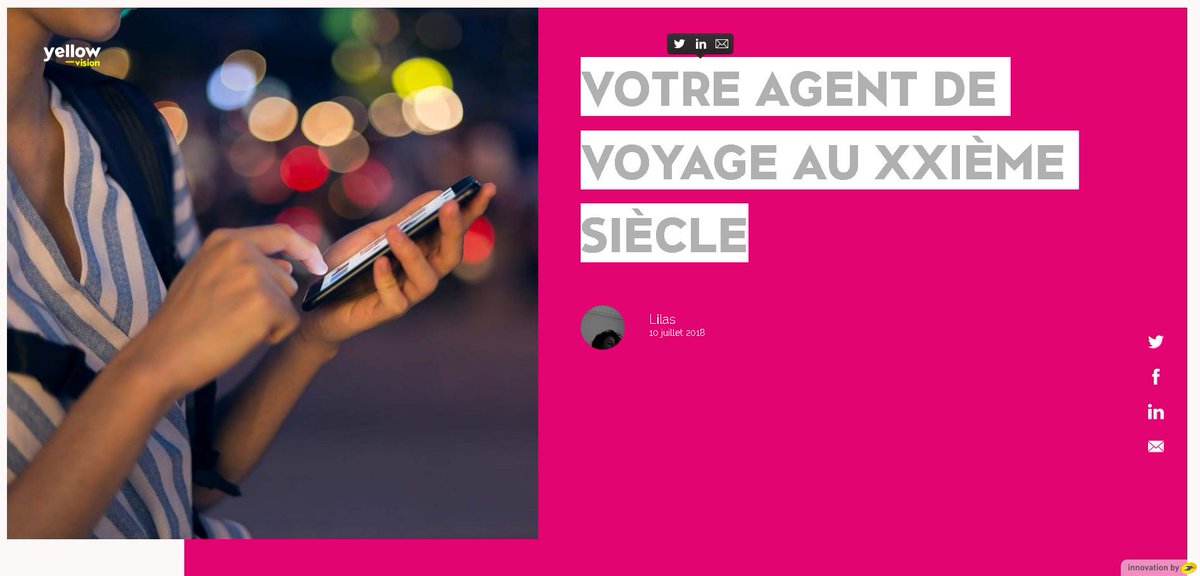 [ #Inspiration ] Votre agent de voyage au XXIème siècle by 
<a href="/yellowbylaposte/">Yellow Innovation</a> #expériences #tourisme #innovation #trasnformation A lire ici 👉bit.ly/2zqNFjt