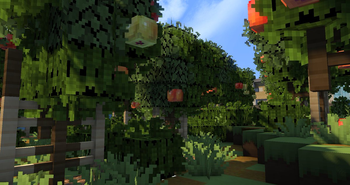 O Xrhsths ちーさら Sto Twitter 果樹園っぽいもの作りました リンゴとハンバーガーの木です Minecraft