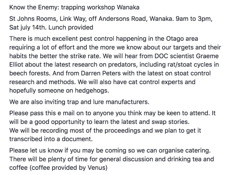 Pesty workshop in Wanaka this weekend. Hear from some great researchers working on pest dynamics around central (+me)