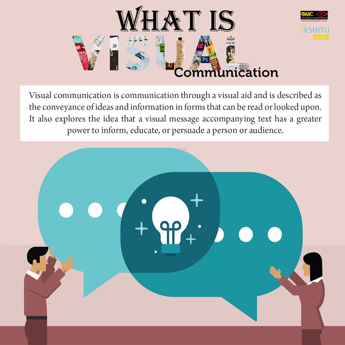 MaacAhmedabad's tweet photo. What is Visual Communication ?
https://t.co/0mAXGQBd43
# VisualCommunication #visualad #powertoinform #visualmessage #AnimationCourses #MaacCGRoad #MaacSateliteRoad https://t.co/LPRImEpWjK