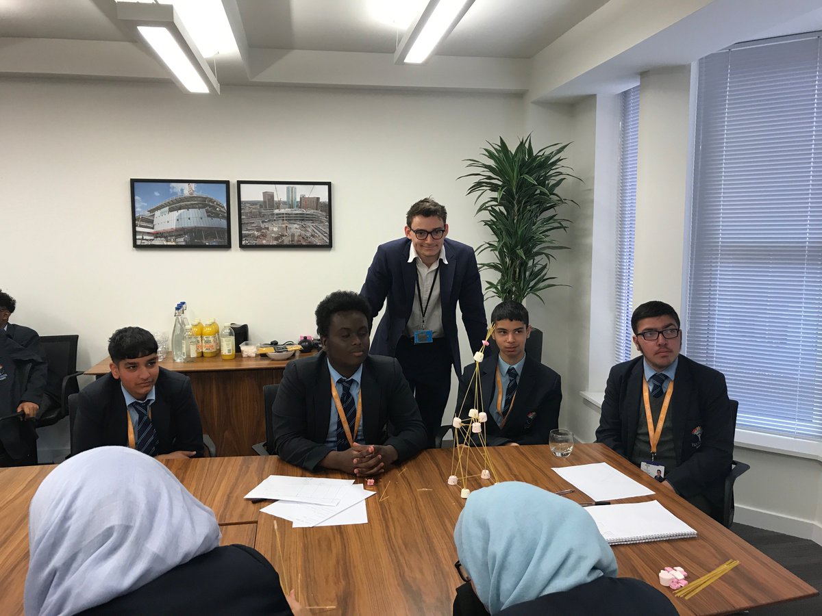 MaceGroup's tweet photo. Our colleagues in Birmingham recently hosted 24 year 10 students for #ProfessionalServicesWeek. The team showcased opportunities in #construction and got the students involved in a ‘Project Mountain’ challenge where they had to stick to a brief and ‘build’ a tower #MyFutureMyBham https://t.co/DCc3XY5txV
