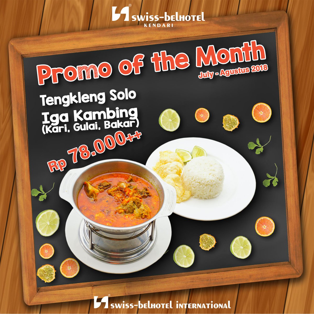 Promo spesial untuk kalian swissloversss Tengkleng Solo (iga kambing kari ,gulai,bakar) Hanya Rp 78.000++ anda sudah bisa menikmati menu khas kota solo .Di jamin bikin nambah swisslovers ....