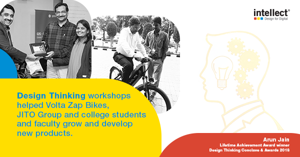 i_DesignArena's tweet photo. .@voltamotorsev, @JitoApex and college students and faculty members relook #DesignThinking thanks to #LifetimeAchievementAward winner @ArunUnmukt and his #DesignThinkingWorkshops. #VoltaZapEBike #JITOGroup #DesignForDigital https://t.co/YokHLDmCnt