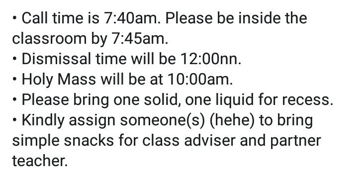 SHSKulasaTips's tweet photo. Reminders for tomorrow, July 11, Wednesday:

* The Holy Mass is for St. Benedict's Feast Day https://t.co/bMMQhzhNNw