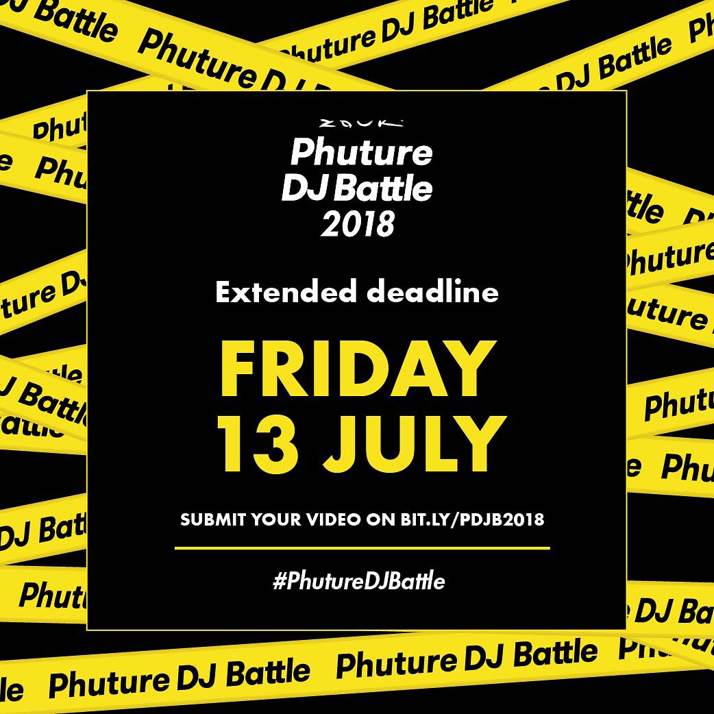 #PhutureDJBattle has extended its submission deadline to Fri, 13 July. Don’t miss this opportunity to spin at @Zouksingapore . Upload your mix here now - bit.ly/BWPhutureDJBat…