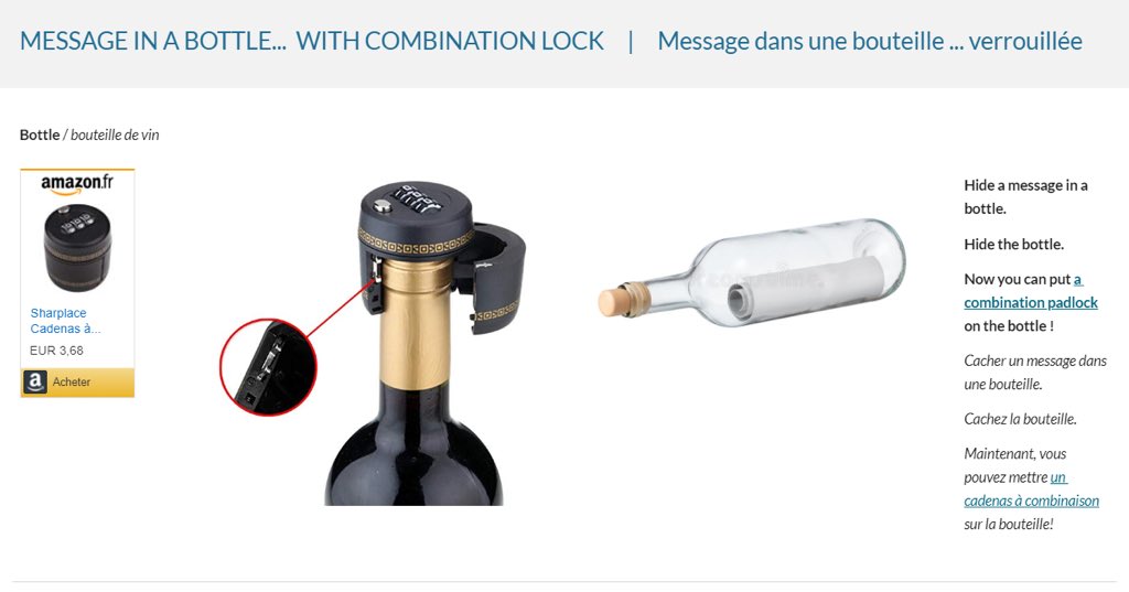 EGWorkshops's tweet photo. Selected #AmazonInspiration for your #EscapGame :
🇬🇧 A message in a COMBINATION-LOCKED bottle
🇫🇷 Message dans une bouteille ... VERROUILLÉE
https://t.co/3Rb70Pw7nI
https://t.co/lsuTAe8j7V @pjkirrage https://t.co/417hi0CCiz