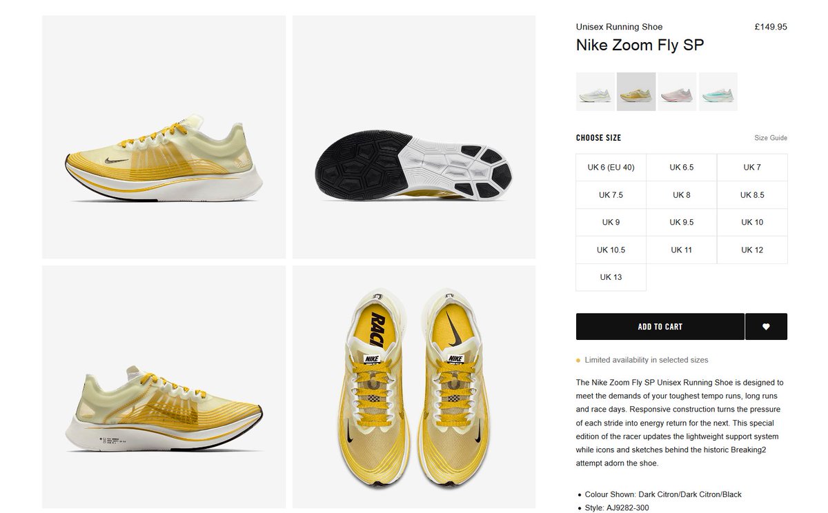 nike zoom fly sp citron