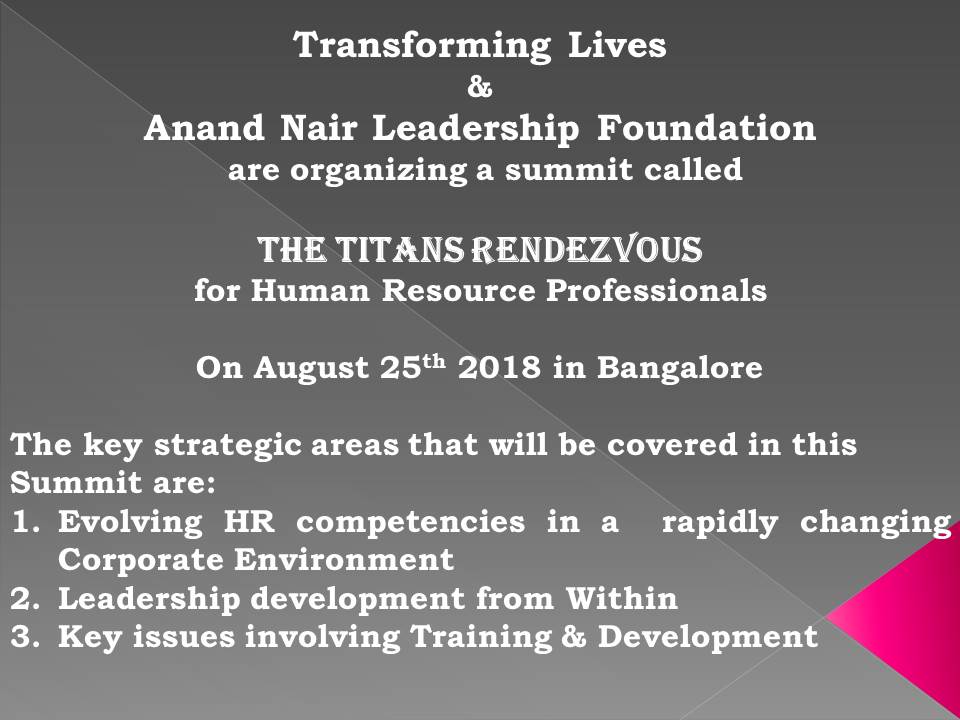 HR Professionals who would like to attend this highly interactive, exclusive and thought provoking Summit, please email me: anand@agnileadership.com
#anandnairleadershipfoundation #thesledgehammersedge #leadership #humanresourcedevelopment #hrprofessionals #hrsummit #hr