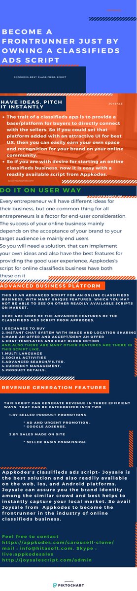 tanvyperg's tweet image. Become a Frontrunner Just By Owning a Classifieds Ads Script

appkodes.com/carousell-clon… 
mail : info@hitasoft.com. Skype : live:appkodesales   
Become a Frontrunner Just By Owning a Classifieds Ads Script
@appkodes  #classifiedsScript #AdvancedClassifiedsScript