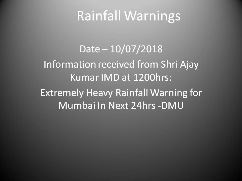 mybmc's tweet photo. Rainfall Warnings by IMD at 1200hrs .@CPMumbaiPolice @CMOMaharashtra https://t.co/wckcV6qRco