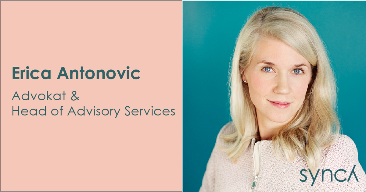 Synch, one of the fastest growing law firms in the Nordic region, has appointed Erica Antonovic to be Business Area Leader to one of the law firm’s four business areas, Advisory Services synchlaw.se/synch-has-appo… #STHLMTech #legaltech #Legal