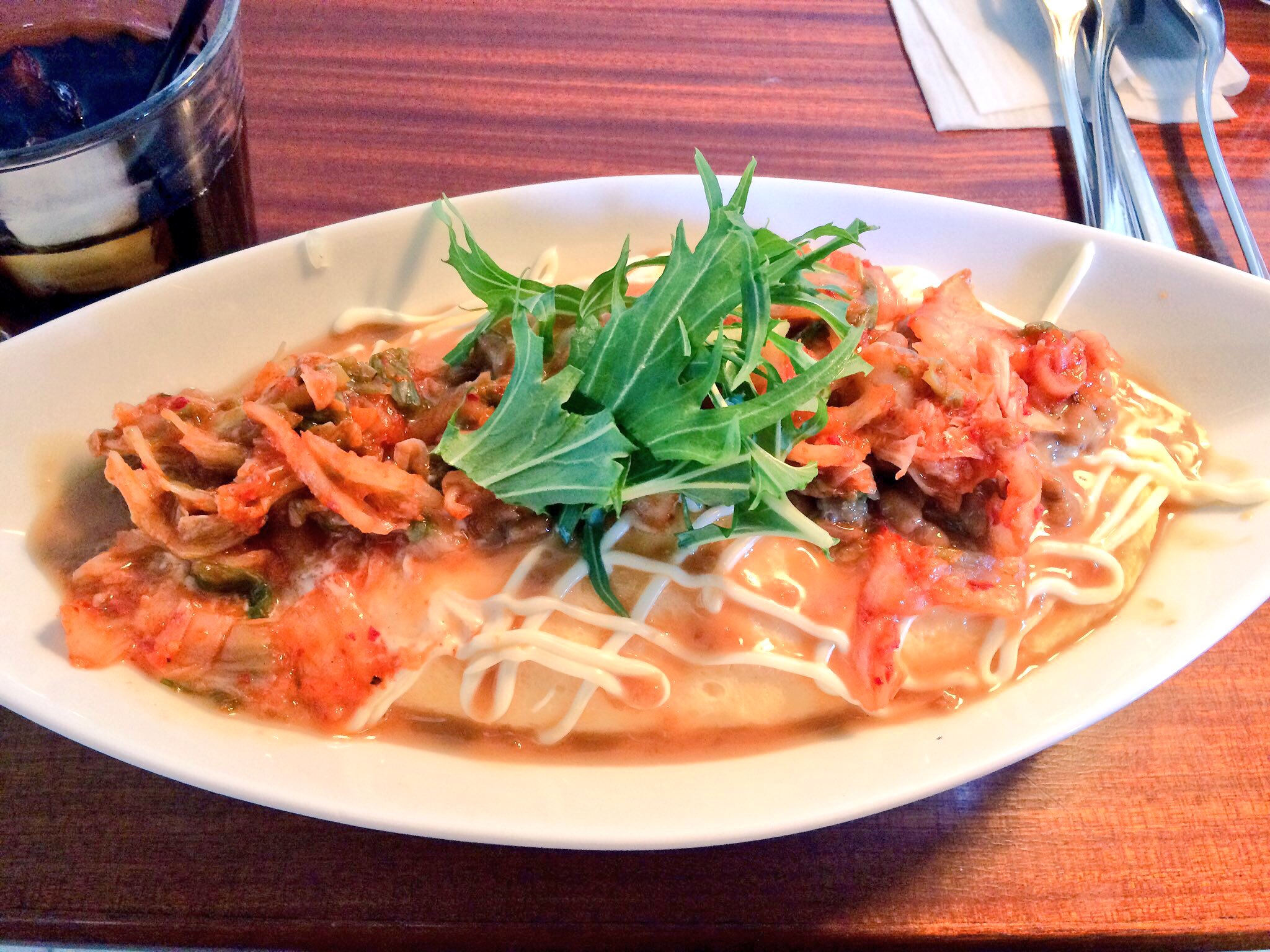 えりたそ 東海レタスカフェのキムチ納豆オムライス これはもう殿堂入り この中に納豆がいっぱい入ってます もうね 飲み物 3秒で飲みおわります 東海レタスカフェは納豆オムライスやパスタやドリアまであって私はウハウハです めっちゃオシャンな