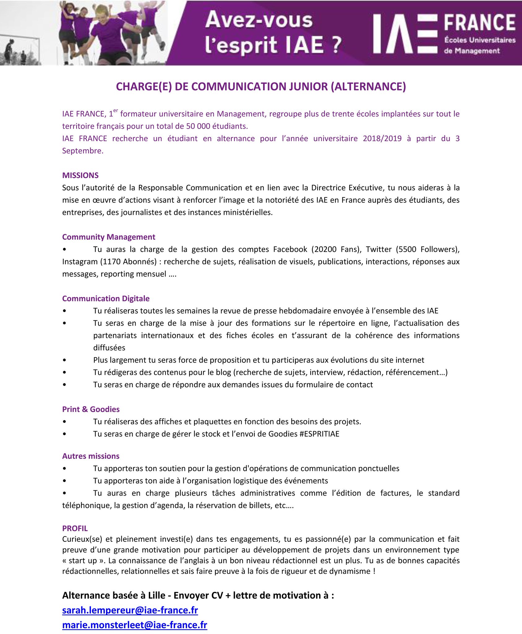 Iae France در توییتر Iae France Recrute Nous