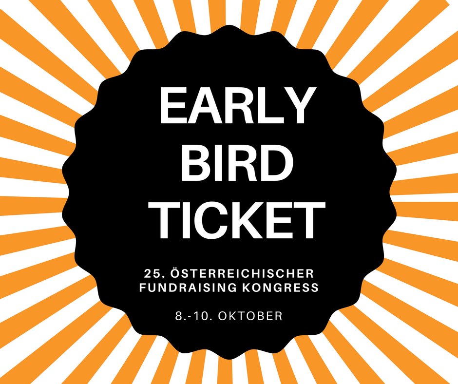 Sichert euch schnell eines der letzten Early Bird Tickets für unseren Jubiläumskongress: fundraisingkongress.at #ÖFK18 #fundraising