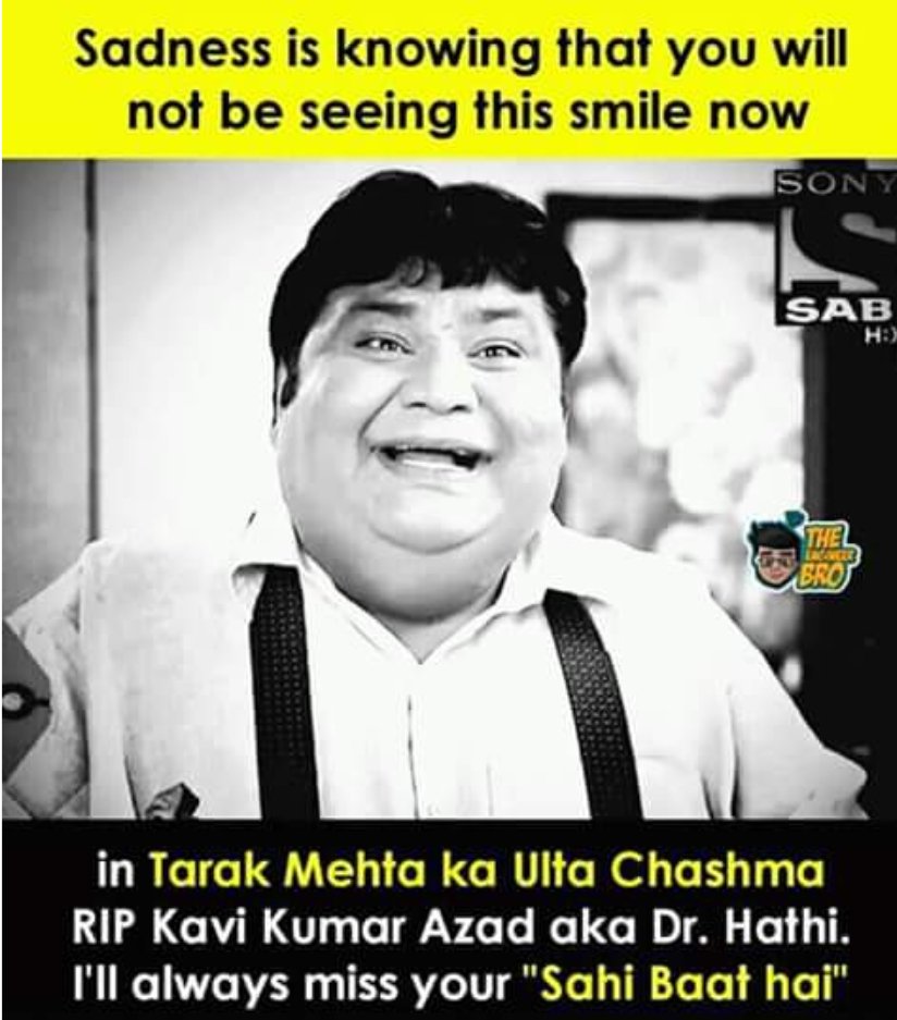 mansi_chitkara's tweet photo. @AsitKumarrModi After track 'tree on hathi' I had wish to see at least one more track on him,also had wish to see him hitting sixes in gpl4, all these aren't possible,  #KaviKumarAzad ko flashbacks mein dikhate rehna. Wo hi humare hansraj hathi the Aur rahenge
😫 May his soul RIP https://t.co/br4kNRRTft