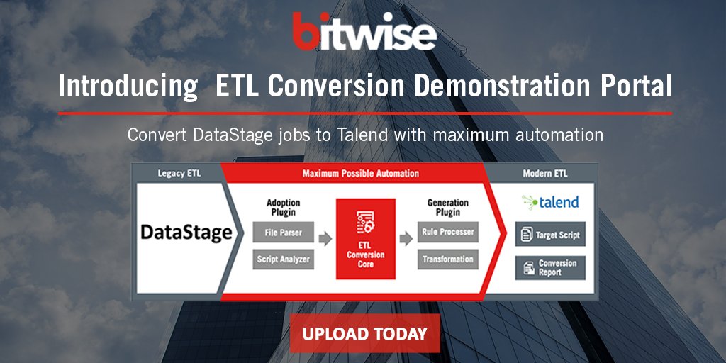 Bitwise_Updates's tweet photo. See how easy it can be to convert DataStage jobs to #Talend with the right conversion tool and automated processes! Upload your ETL here: https://t.co/EVqT4UtqDN #ETLConversion https://t.co/fLmYim0RGL