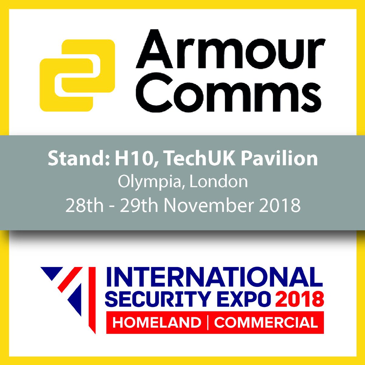 ArmourComms's tweet photo. Armour Comms will be at #ISE18 on Stand H10 on the @techUK Pavilion. Register TODAY and chat to us about secure communications solutions for your business https://t.co/0acZt73QU5 https://t.co/RFk2MAQMFc