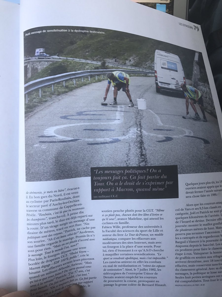 friebos's tweet photo. The best article I've read in this or any Tour is in @PedaleMag &amp; is about 'Les Effaceurs' - the crack team who remove or doctor offensive graffiti on the Tour's roads.

'At best, genitals are turned into butterflies, into bears...' https://t.co/KMV2osQ4t6
