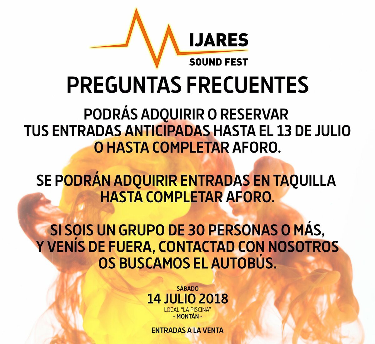 MijaresSF's tweet photo. Como estamos a 4 días del festival os resolvemos algunas dudas que nos habéis ido preguntando durante estos días...

Si tenéis alguna duda más hacédnoslas, os respondemos encantados :)

14 de julio #MijaresSoundFest https://t.co/I8yWzNa0A7