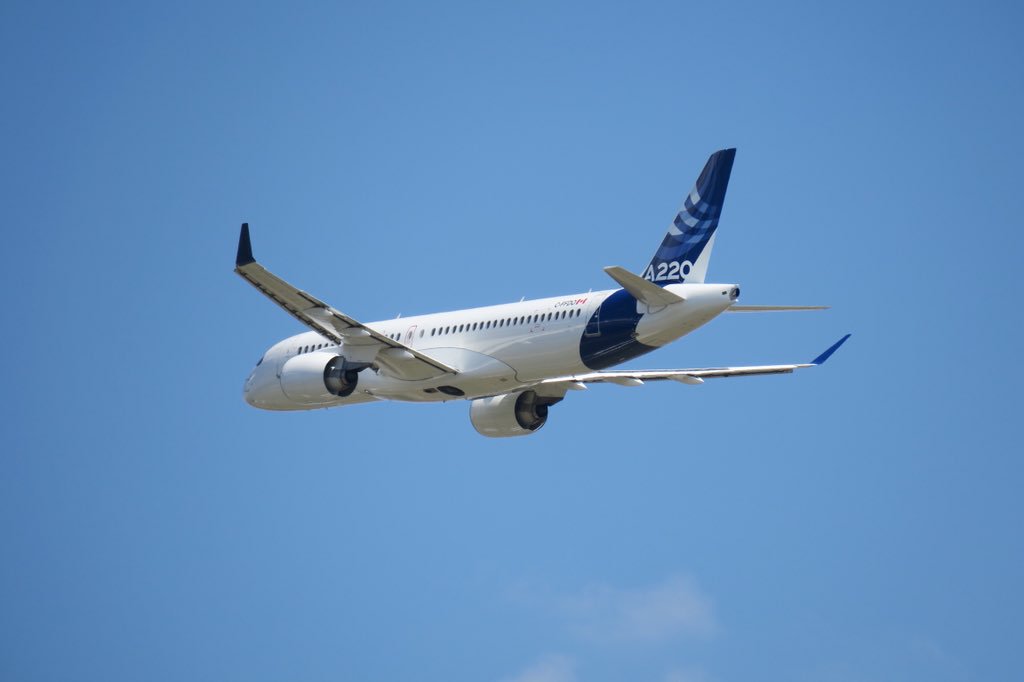 flight_report's tweet photo. This is official, the @bombardier #CSeries is now called the @Airbus #A220 , sensational fly past here in Toulouse! https://t.co/fYHd6Lr0uF