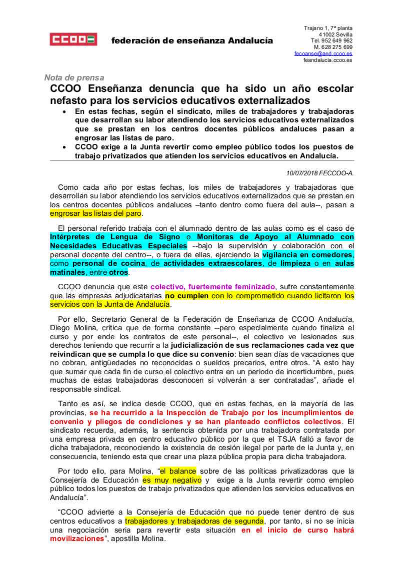 CCOOEnseCadiz's tweet photo. Año escolar NEFASTO para los servicios educativos externalizados:
▶ Al PARO en verano
▶ Las empresas NO cumplen
Negociación ↔️ #MOVILIZACIONES en SEPTIEMBRE ✊✊✊
#MonitoresEnLucha #MonitorasEscolares https://t.co/8Mq4lq965w