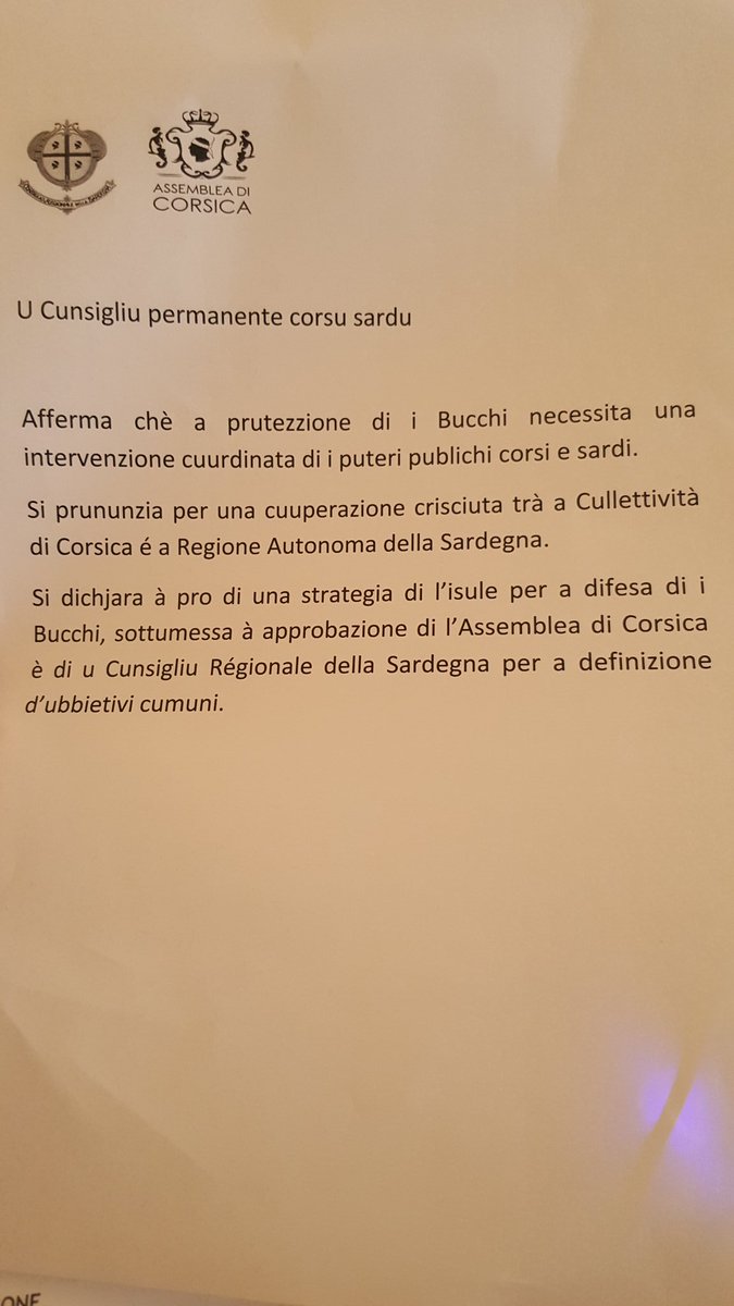 Le Conseil permanent Corso-Sarde s'est exprimé en faveur de la défense des Bouches de #Bonifacio par une action coordonnée entre @IsulaCorsica et le @consregsardegna. Une initiative notamment saluée par @FrancoisOrlandi ⤵️