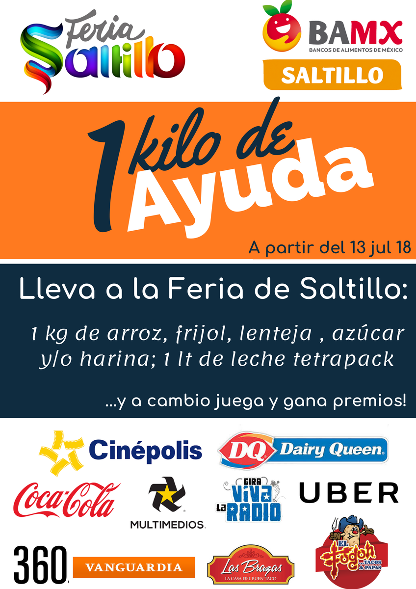 A partir de este 13 de julio en <a href="/feria_saltillo/">Feria Saltillo</a> lleva tu kilo de ayuda, participa y gana muchos premios!!!!