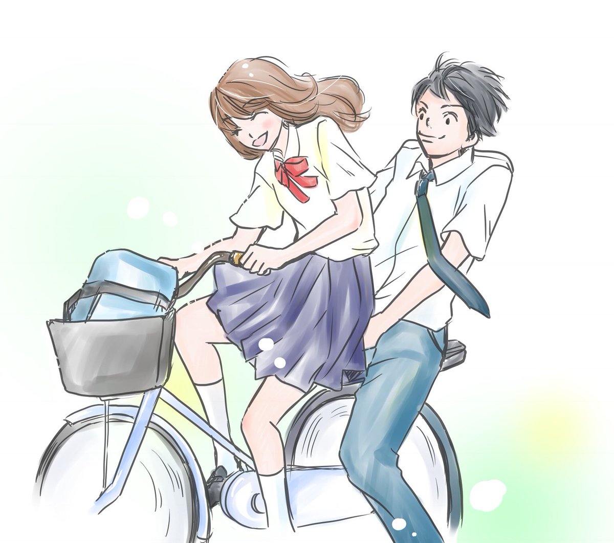 無料イラスト画像 トップ100 自転車 二人乗り 青春 イラスト