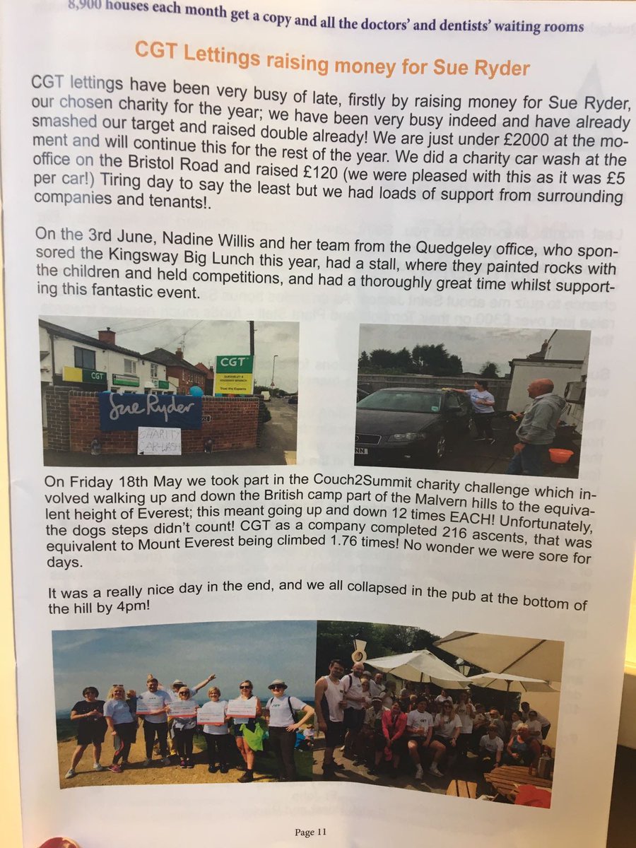 Thanks for the write up #Quedgeley News. We've been busy in the last couple of months raising money for @SueRyderLCH &amp; so far raised around £2,000!

Read the July edition for info on our car wash, #Kingsway Big Lunch &amp; our trip up 'Everest' challenge. 
quedgeleynews.com/wp-content/upl…