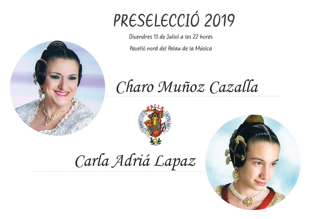 TrafalgarFalla's tweet photo. Este Divendres a les 22h és la preselecció del nostre sector, els desigem molta sòrt a les nostres candidates, Charo i Carla, la nostra comissió estarà ahí per a recolzar-les #fallatrafalgar #somtrafalgar #falles2019 https://t.co/U2anKSNiOj