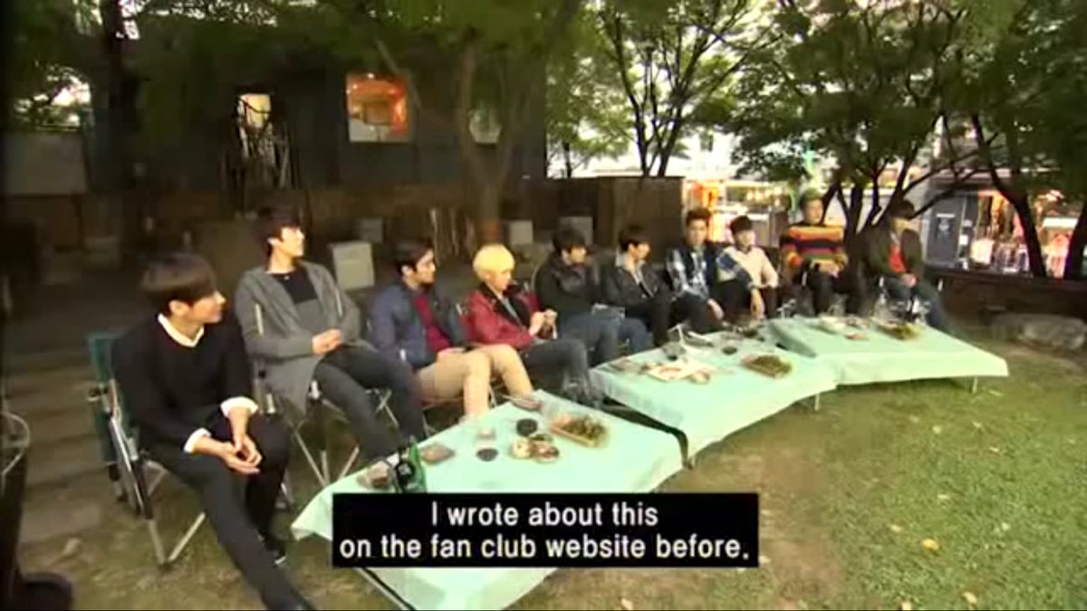 bluebloomkr's tweet photo. They're filming outdoors reminds me of the "All About Super Junior" DVD where they sat and drink together while talking about life and getting all emotional. Wow it's been that long~ https://t.co/Khm93Fu9YX