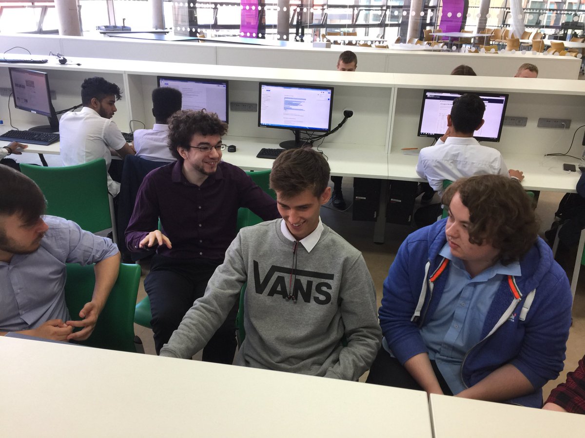wlv_mcs's tweet photo. Walsall academy students on WXP continued work on their week-long projects with help from one of our PhD students Kurtis Weir. Students are utilising transport data from the West Midlands region to research exciting solutions to congestion and air pollution! https://t.co/xZgOZTOo74