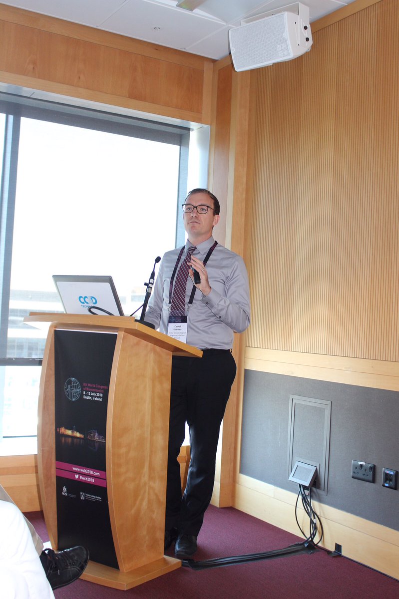 TissueEngDublin's tweet photo. Dr @cathaljkearney presents his labs work on functionalising collagen based scaffolds with on-demand drug delivery for the treatment of diabetic wounds during the #gene2skin chaired session @WCB2018 https://t.co/ReKYlJtIcI