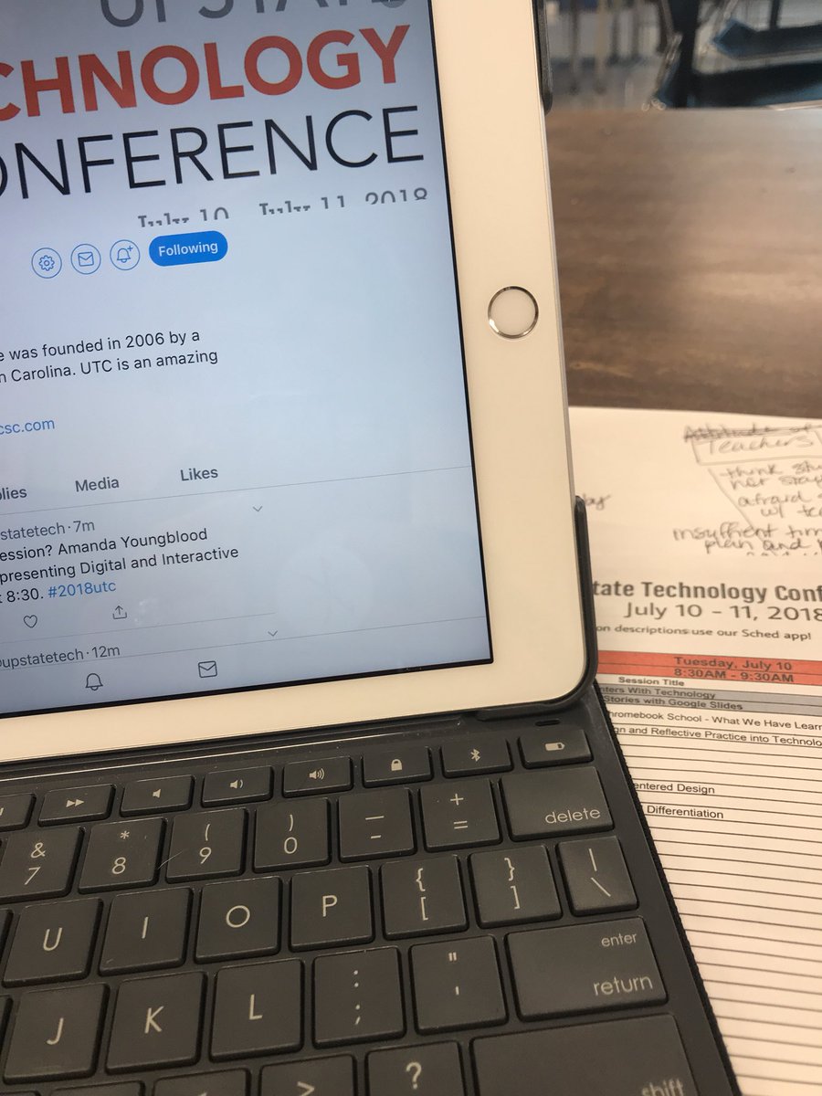 teacher4arc's tweet photo. Multitasking today. Learning while brainstorming problems of practice. #2018utc  #uscedtech #cohortundefeated https://t.co/k5YUa3bvrw
