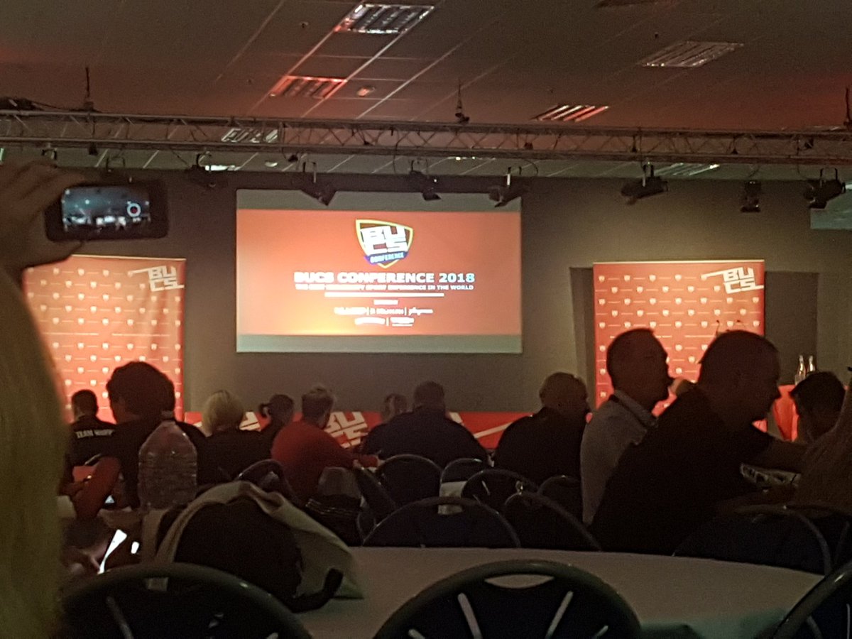 CCCUSport's tweet photo. First session about to start #BUCSConf18 https://t.co/wMuBf0Q5l0