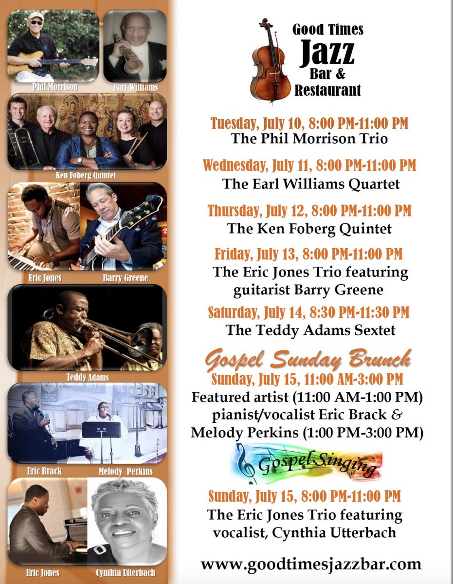 GoodTimesJazz's tweet photo. Upcoming Musical Performances At Good Times – July 10 – 15 https://t.co/Wvd5MIgf9k https://t.co/AvYUzam3Ga