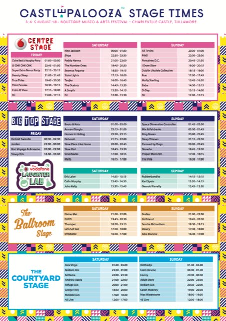 Start planning your Castlepalooza 2018 weekend with our stage times!