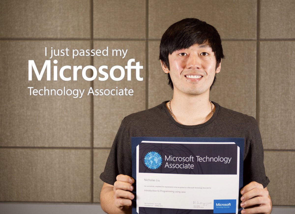 CertScott's tweet photo. Nick Liu, a local student Omaha student came by and #PassedMyMTA He got Java and Windows OS! #CSTA2018 https://t.co/FLBtC9F7qk