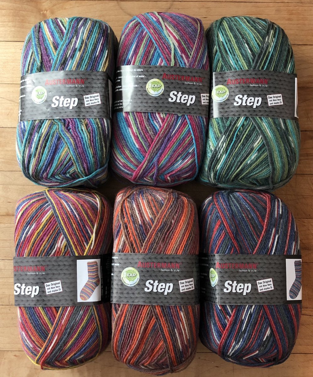 In stock now : Austermann Step 4 Affenstark, with aloe and jojoba oil. Easy on the hands, even softer on the feet! Get in touch to order. #austermannsockenwolle #wholesaleyarn #knitspiration