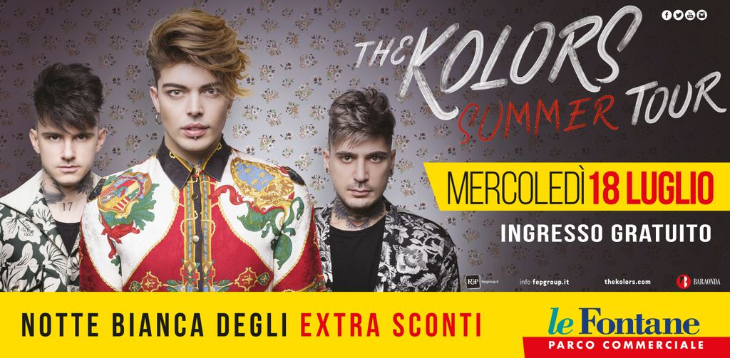parcolefontane's tweet photo. Al Parco Commerciale Le Fontane arriva #FridaTour dei #TheKolors per l'unico concerto GRATUITO in Calabria.
 Appuntamento da non perdere MERCOLEDÌ 18 LUGLIO dalle ore 21.30 nel piazzale esterno del Parco Commerciale, di fronte la Chiesa. https://t.co/AQ5vvvssf8