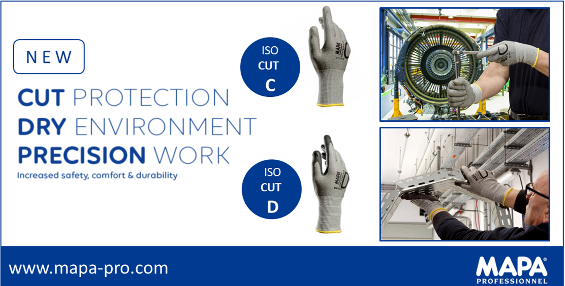 Discover our new products Krytech 610- ISO CUT C and Krytech 615-ISO CUT D! >Cut level easy to identify thanks to the marking on the back of the glove >Krytech 615: can be used with touch devices & touch screen More on mapa-pro.com #cutprotection #safetyfirst