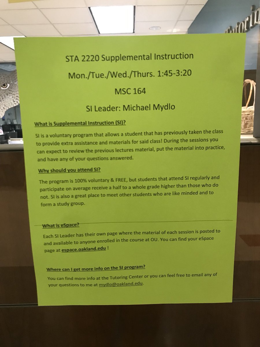 OUTutoring's tweet image. Looking for a way to engage with your peers and work on extra practice material for your Summer II course here at OU? 

Check out our nationally certified Supplemental Instruction program!