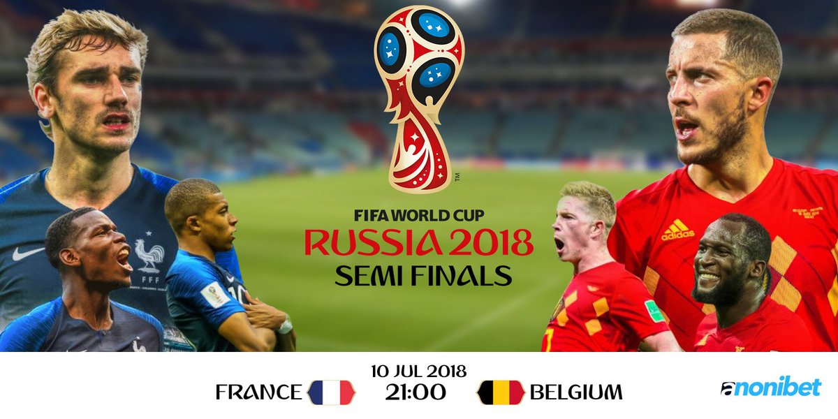 First finalist for the <a href="/FIFAWorldCup/">FIFA World Cup</a> will be either #FRA or  #BEL tonight after a duel of two neighbour countries! Place your bets now with <a href="/Anonibet/">Anonibet</a> and get 10% #cashback if you lose. anonibet.com