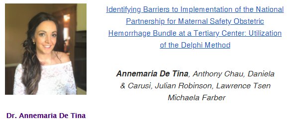 MacAnesthesia's tweet photo. New publication from Dr. Annemaria De Tina - Identifying Barriers to Implementation of the National Partnership for Maternal Safety Obstetric Hemorrhage Bundle at a Tertiary Center: Utilization of the Delphi Method | #BrighterWorld

Read the article here: https://t.co/hye4zceJ0l https://t.co/v9N47dgJk9